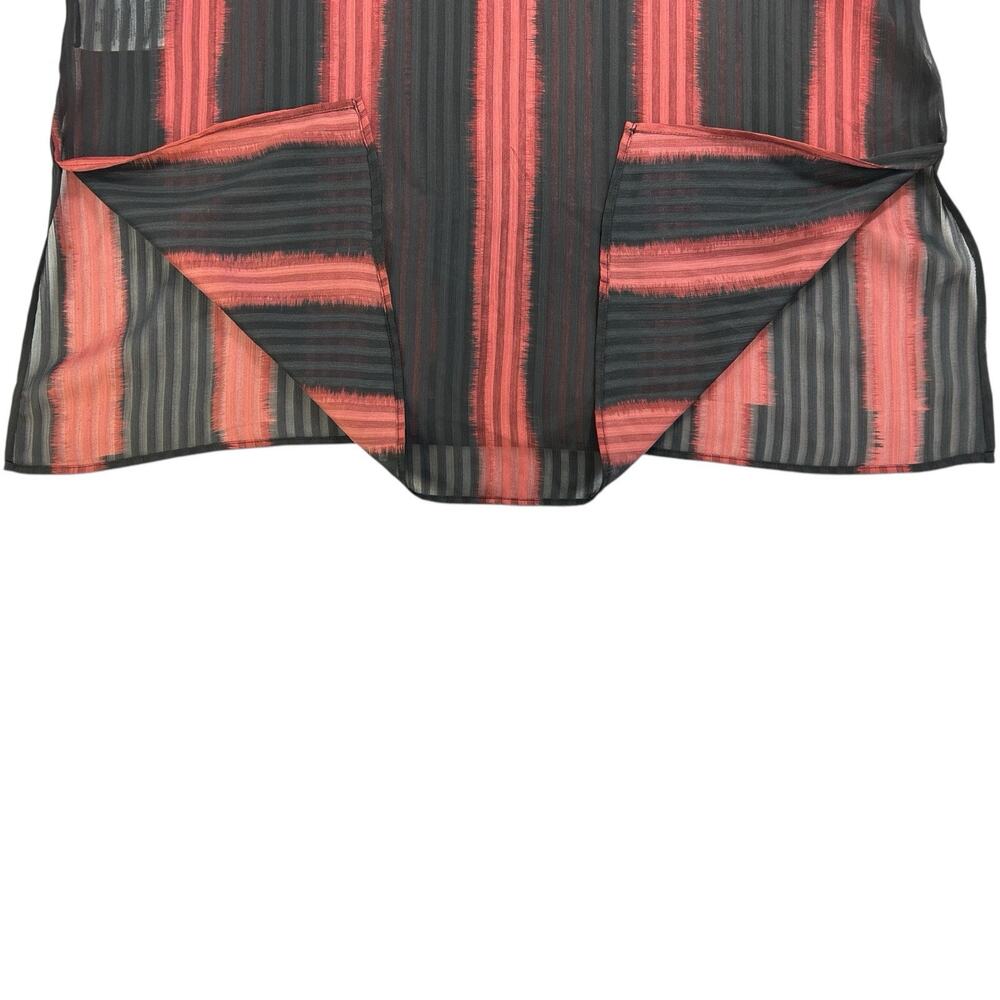 NEW BCBGMAXAZRIA S Sheer Stripe Ombre Midi Dress V-Neck Tie Waist Removable Belt - Picture 6 of 14
